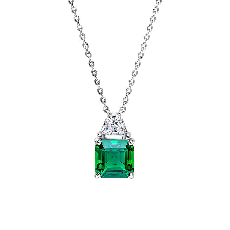 Square Cut Emerald Coloured Zirconia Necklace