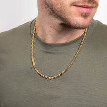 Load image into Gallery viewer, Chain Necklace with Offset Bar - IP Gold Plated
