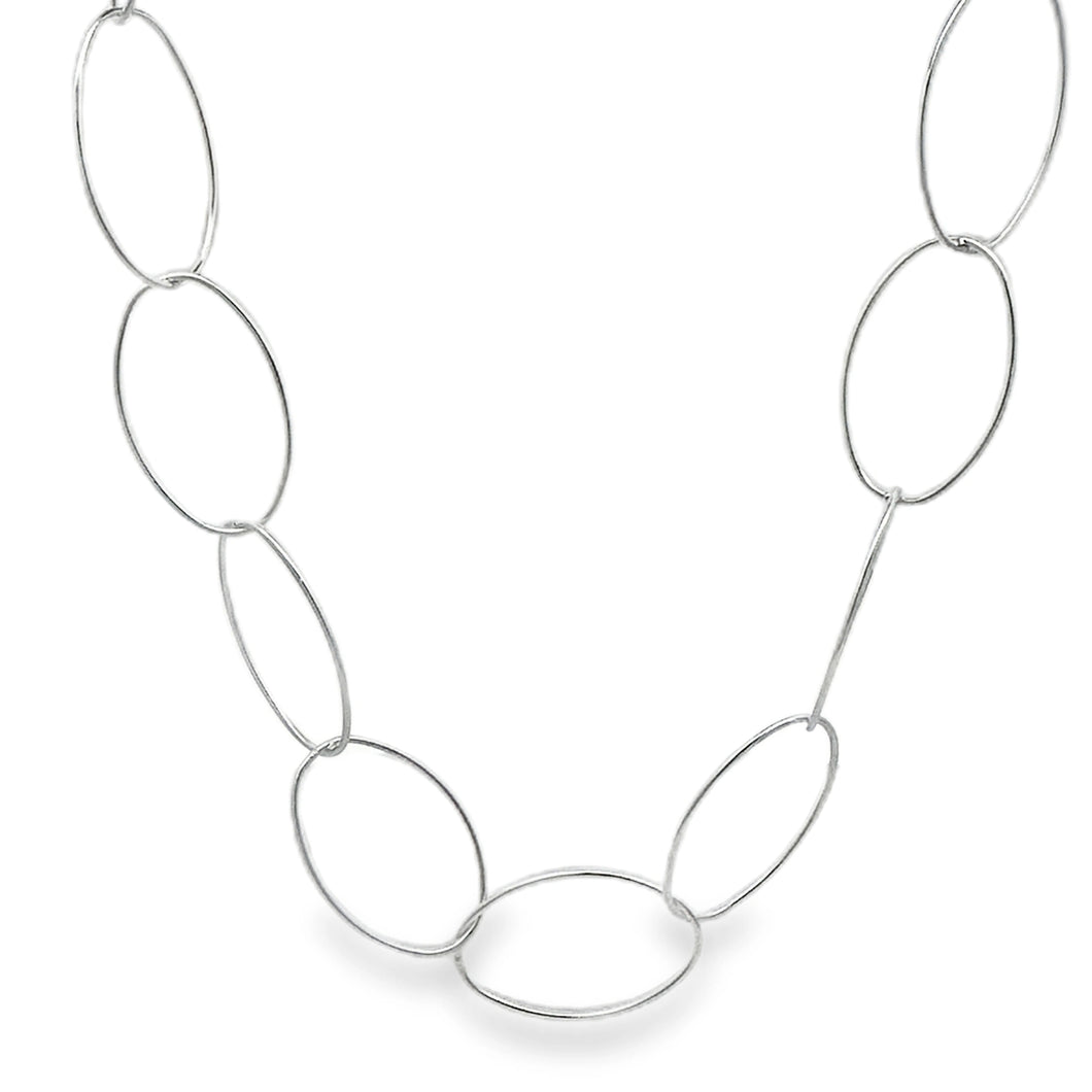 Silver Big Ovals 80cm Necklace