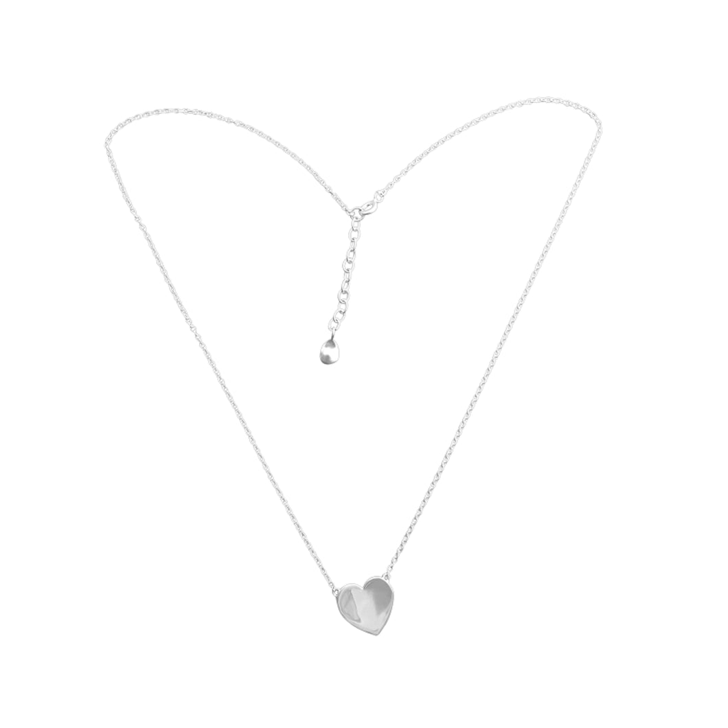 Silver Polished Heart Pendant On Chain