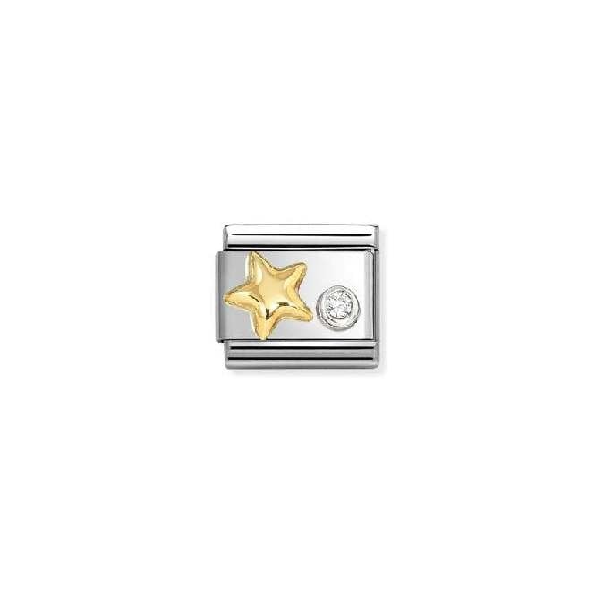 Composable Classic Two-Tone Gold And Silver Raised Star With White CZ