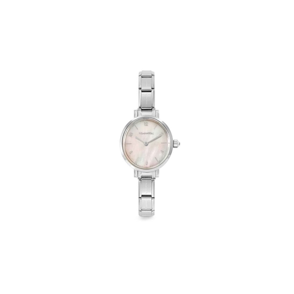 Time Watch Oval Pink Mother Of Pearl