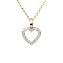 Load image into Gallery viewer, Gold Plated Sterling Silver Pave Set Heart Necklace
