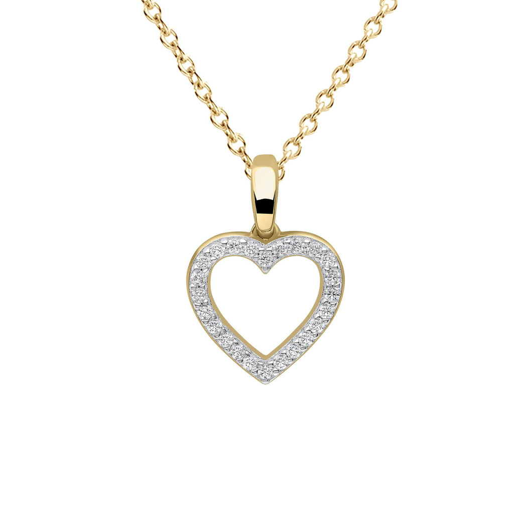 Gold Plated Sterling Silver Pave Set Heart Necklace