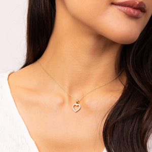 Gold Plated Sterling Silver Pave Set Heart Necklace
