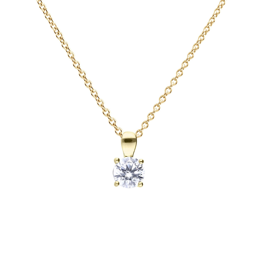 Yellow Gold Plated Sterling Silver Four Claw Set 1ct Solitaire Pendant