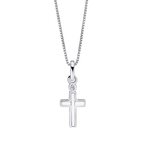 Mother Of Pearl Cross Pendant With Diamond