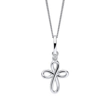 Load image into Gallery viewer, Organic Swirl Cross Pendant with Diamond
