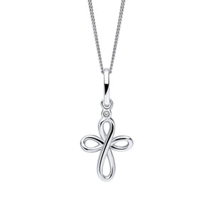 Organic Swirl Cross Pendant with Diamond