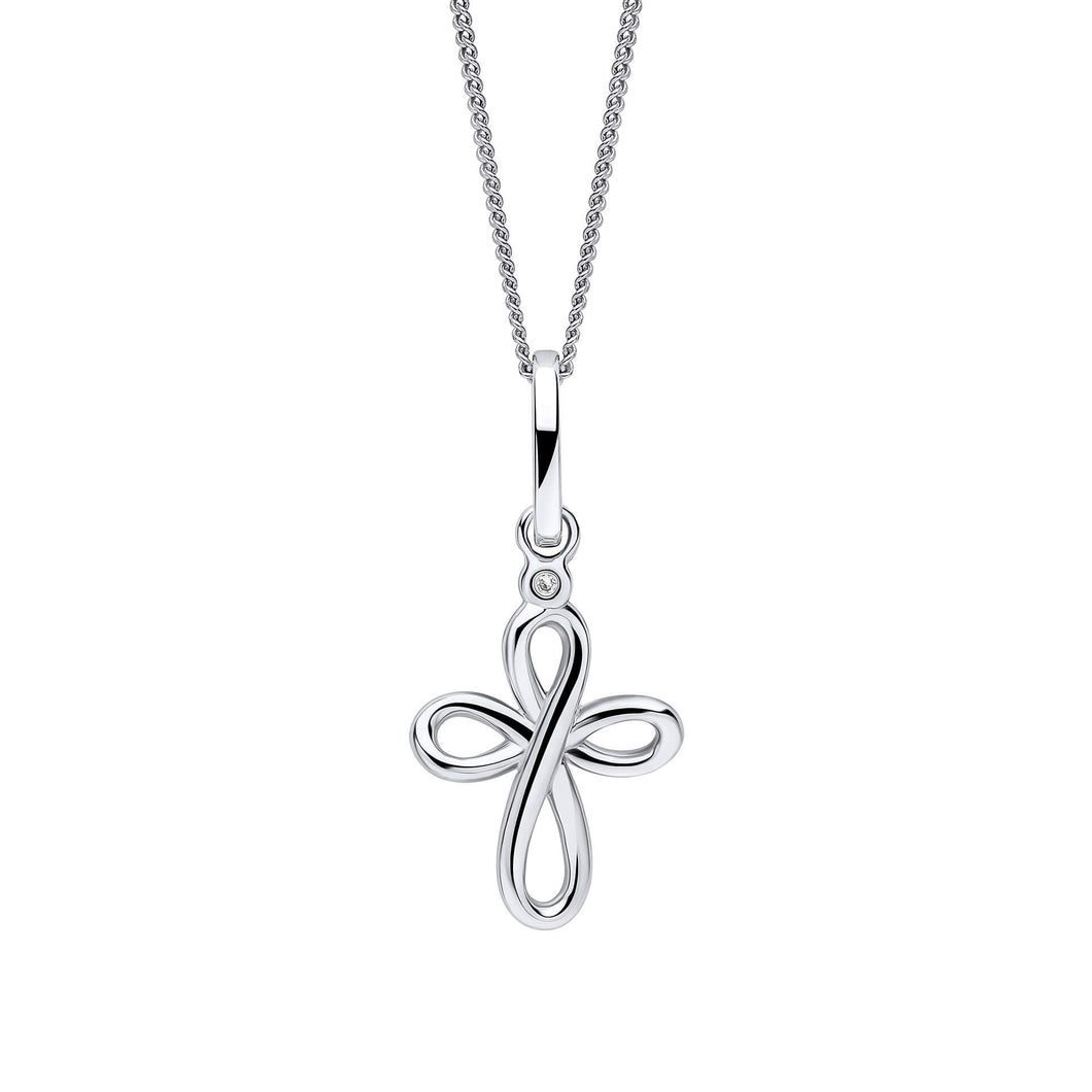 Organic Swirl Cross Pendant with Diamond