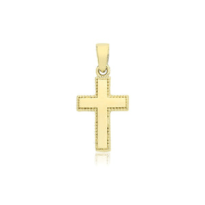 9ct Yellow Gold Beaded Edge Cross
