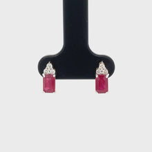 Load and play video in Gallery viewer, 9ct Gold Octagon Cut Ruby And Diamond Stud Earrings
