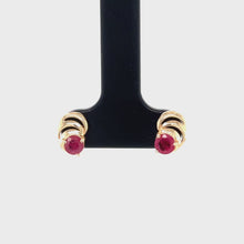 Load and play video in Gallery viewer, 9ct Yellow Gold Ruby Stud Earrings
