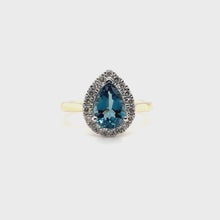 Load and play video in Gallery viewer, 9ct Gold London Blue Topaz And Diamond Cluster Ring
