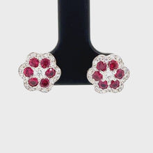 Load and play video in Gallery viewer, 18ct Gold Ruby And Diamond Stud Earrings
