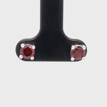 Load and play video in Gallery viewer, 9ct White Gold Round Faceted Garnet Stud Earrings
