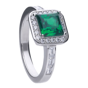 Art Deco Style Green Cubic Zirconia Ring