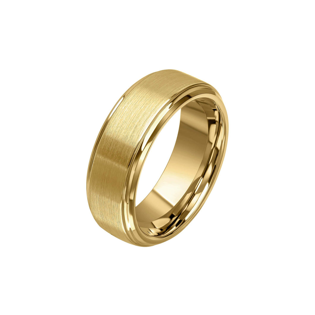 Brushed Gold Plated Tungsten Ring