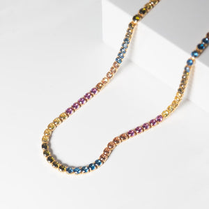 Necklace Ellera Grande - 18K Gold Plated With Multicoloured Zirconia