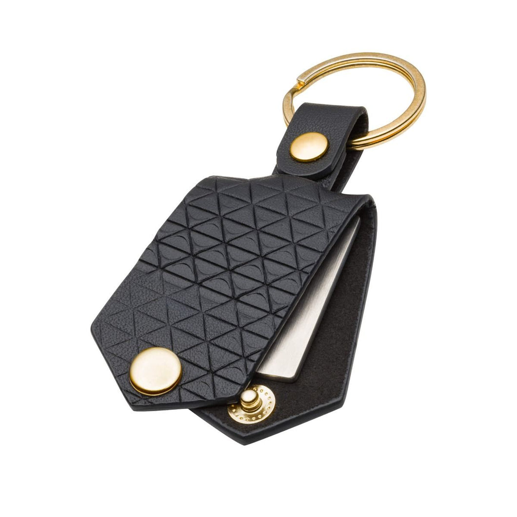 Patterned Leather Key Chain With Engravable Tag