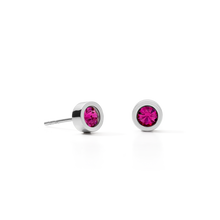 Load image into Gallery viewer, Earrings Crystal &amp; Stainless Steel Silver Pink
