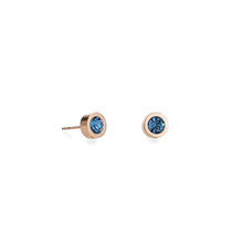 Load image into Gallery viewer, Earrings Crystal &amp; Stainless Steel Rose Gold Petrol
