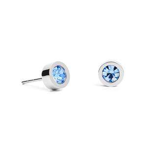 Earrings Crystal & Stainless Steel Silver Light Blue