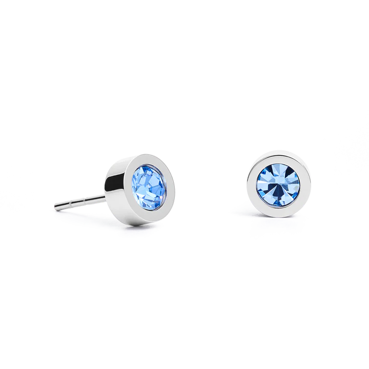 Earrings Crystal & Stainless Steel Silver Light Blue
