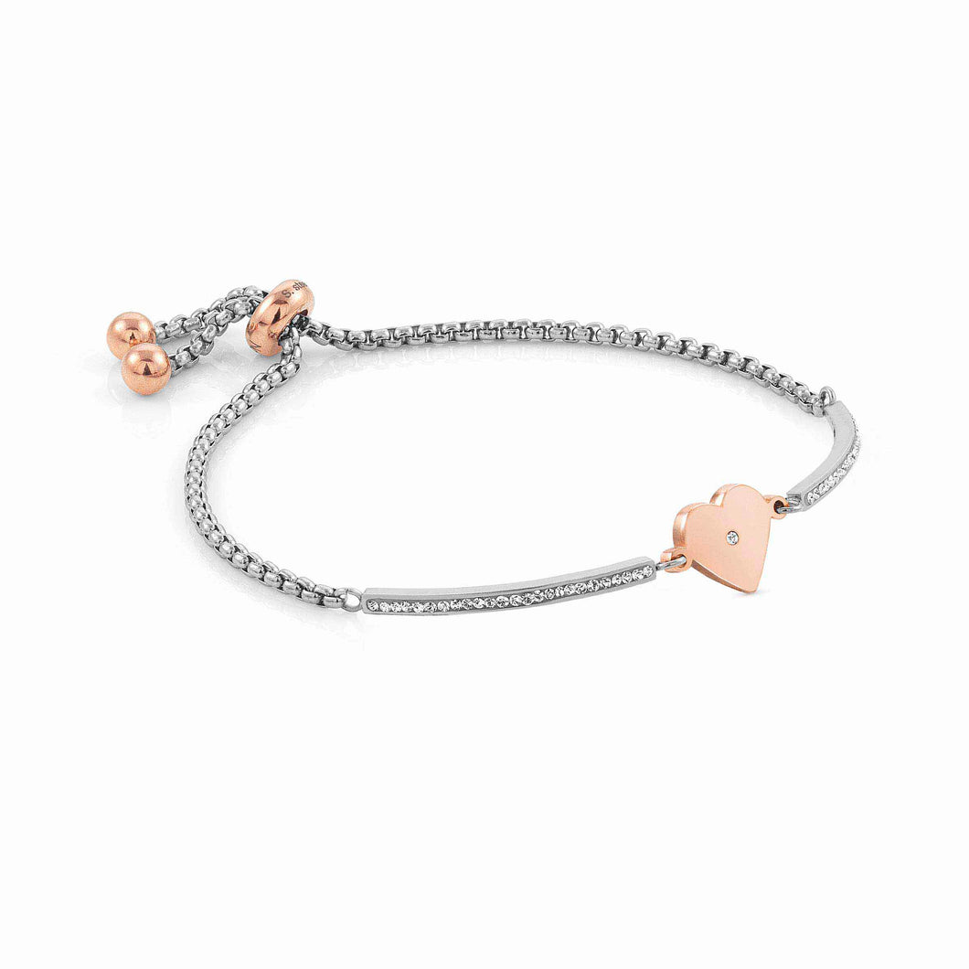 Milleluci Bracelet With Rose Gold Heart And Cubic Zirconia
