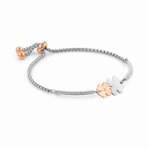 Milleluci Bracelet With Two Four Leaf Clovers And Cubic Zirconia