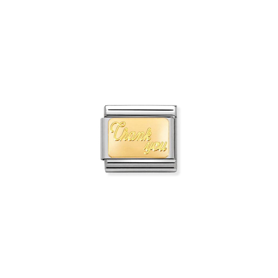 Composable Classic Link Thank You Plate In Bonded Yellow Gold