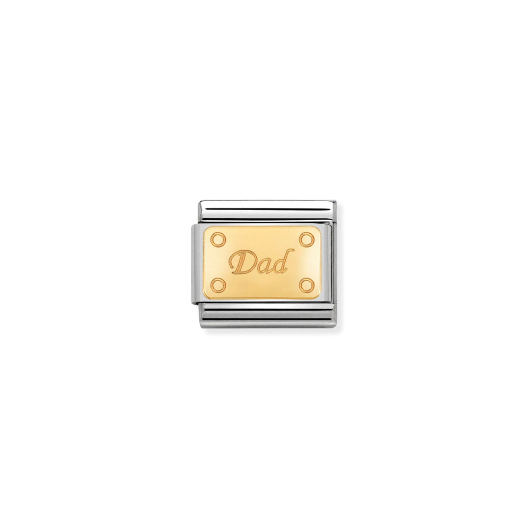 Composable Classic Link Dad Plate In Bonded Yellow Gold