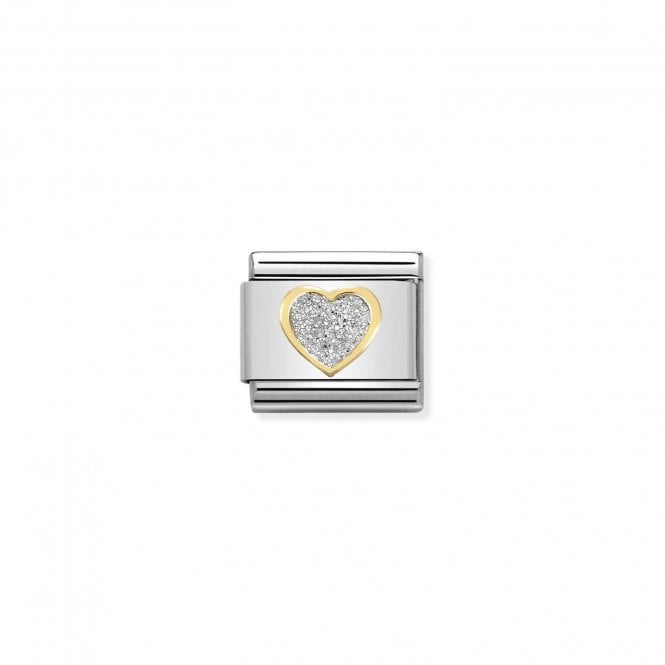 Composable Classic Link Bonded Yellow Gold And Enamel Silver Glitter Heart