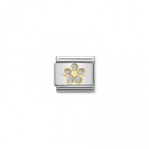 Composable Classic Link Bonded Yellow Gold And Enamel Silver Glitter Flower