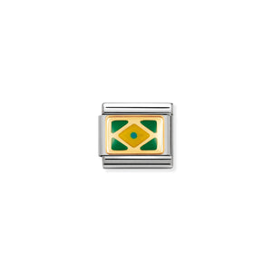 Composable Classic Link With Enamel Brazil Flag
