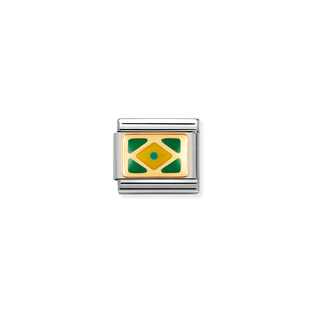 Composable Classic Link With Enamel Brazil Flag