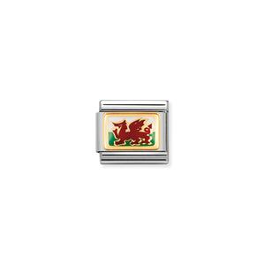 Composable Classic Link In Bonded Yellow Gold With Enamel Wales Flag