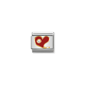 Composable Classic Link Red Heart With Enamel And Stone
