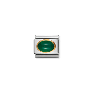 Composable Classic Link Bonded Yellow Gold With Green Agate Stone