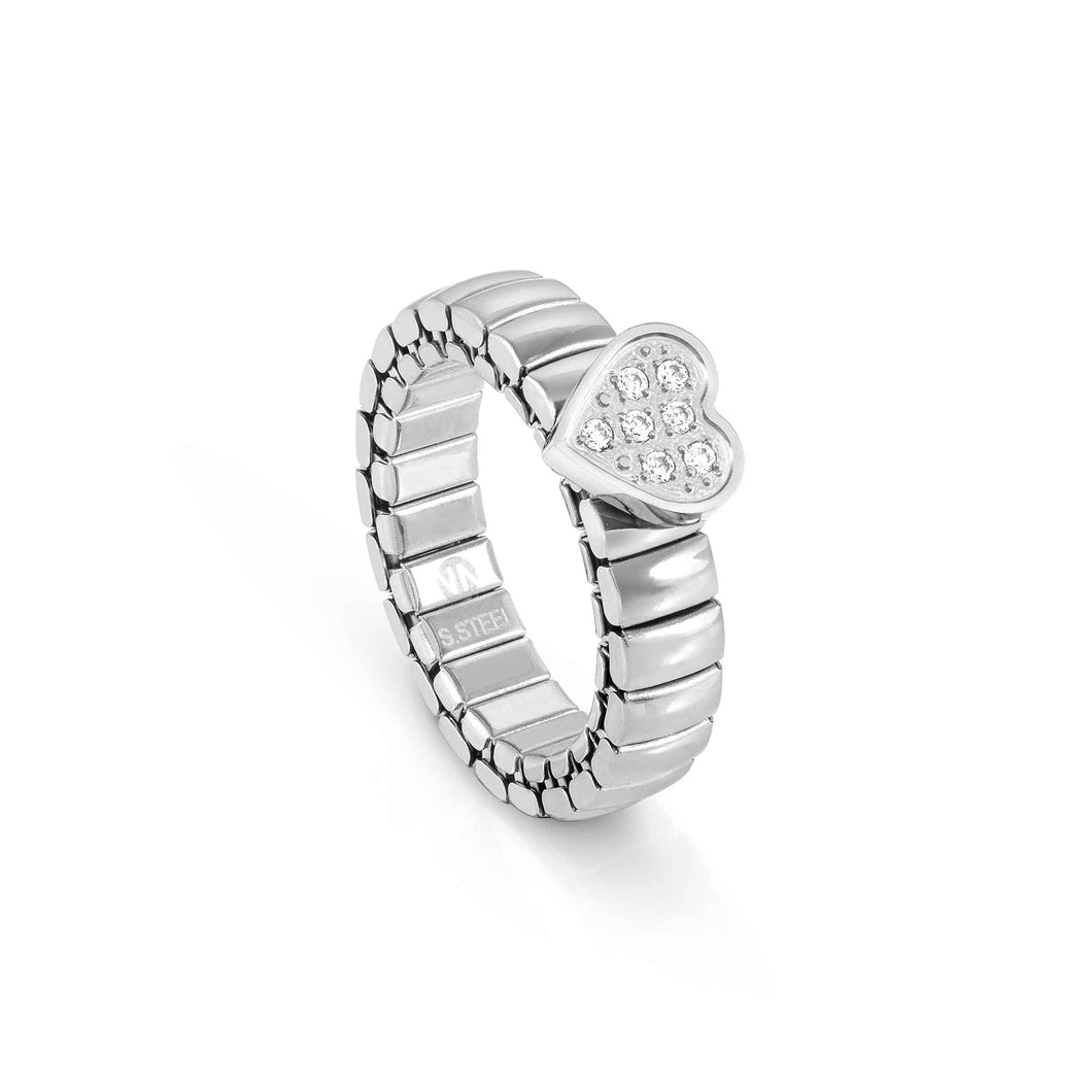 Extension Life Edition Ring Stainless Steel With Heart And Stones