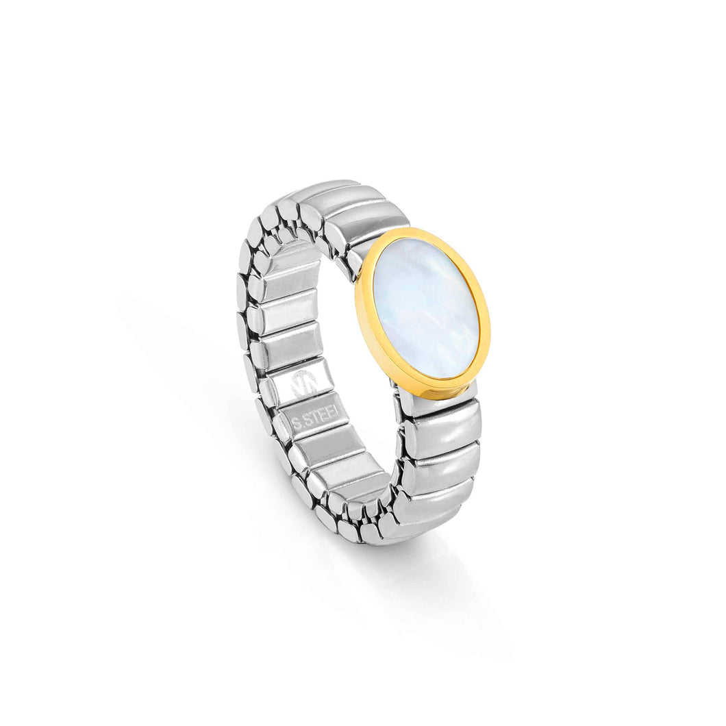 Extension Life Edition Ring Stainless Steel Yellow PVD And Mother Of Pearl