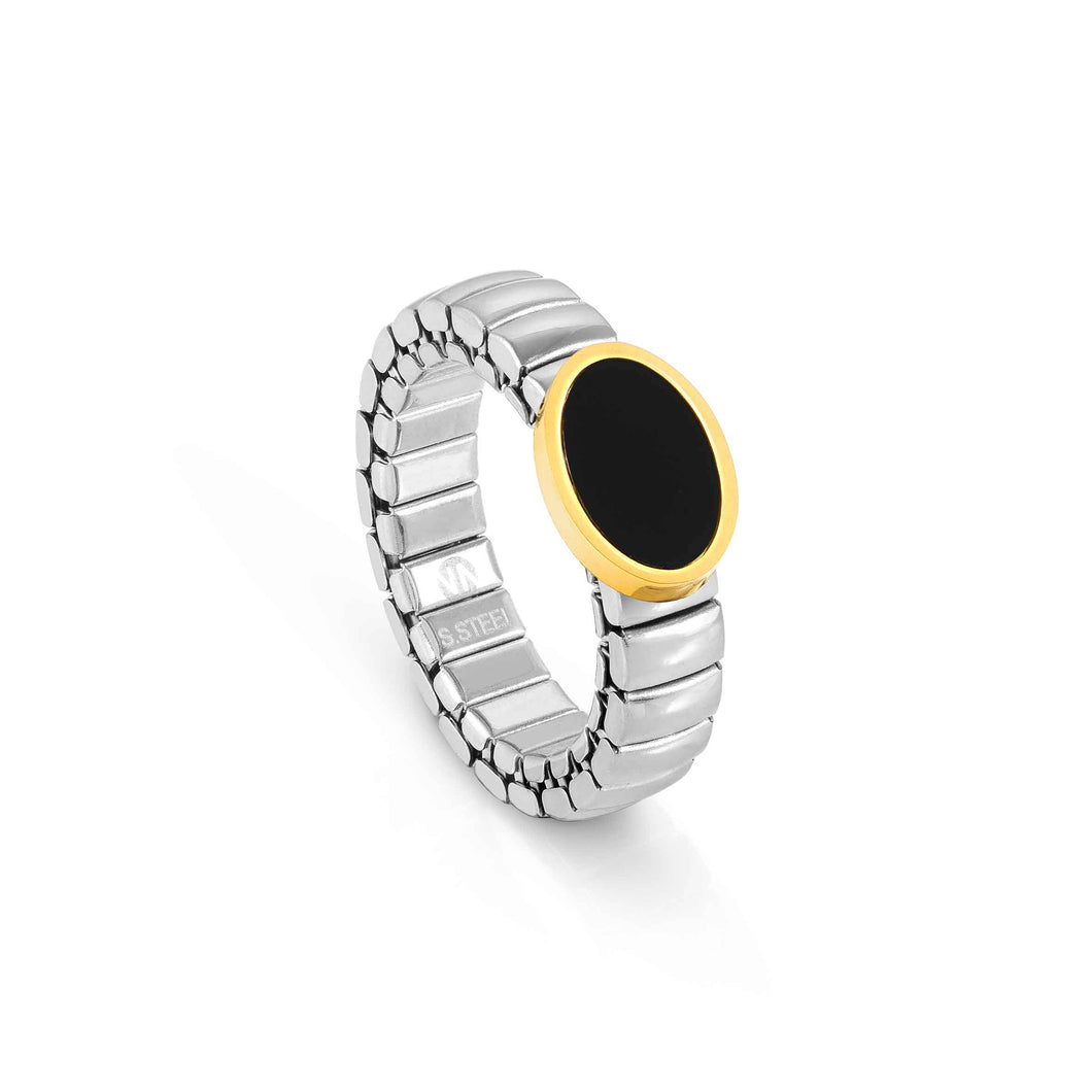 Extension Life Edition Ring Stainless Steel Yellow PVD And Black Agate