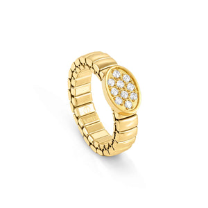 Extension Life Edition Ring Stainless Steel Yellow PVD With Oval And Stones