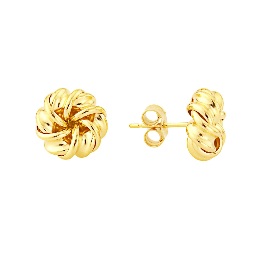 Yellow Gold Flower Knot Stud Earrings