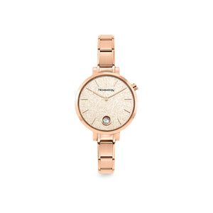 Composable Watch Rose Gold Plated With Glitter And Cubic Zirconia