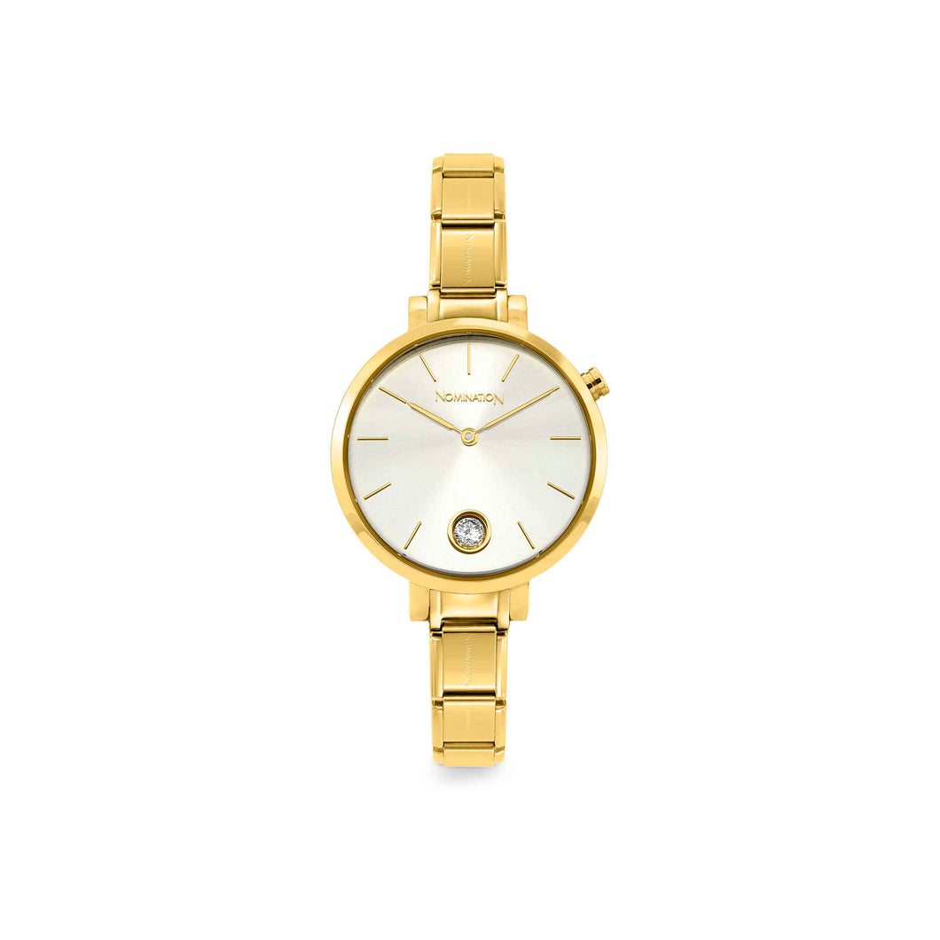 Composable Watch Yellow Gold Plated Silver Dial And Cubic Zirconia