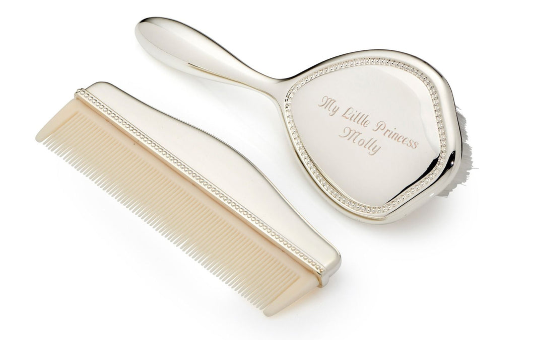 Silver Plated Brush And Comb Set