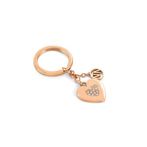 Heart With Stones Key Ring - Rose Gold Plated