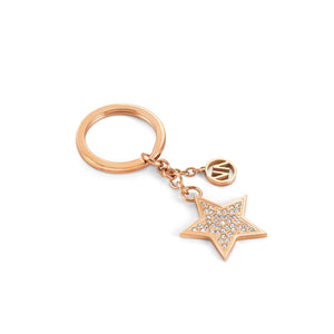 Star With Stones Key Ring - Rose Gold Plated