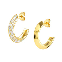 Load image into Gallery viewer, Aurea Hoop Earrings With Yellow And Stones
